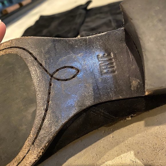 FRYE SUEDE CLARA BLACK OVER THE KNEE BOOTS - Picture 5 of 7